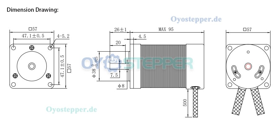 OUKEDA Bürstenlose DC-Motor 24V, 32 Ncm, 3000 U/min, 100W, 6,3A, 3-Phasen, Ø57 mm